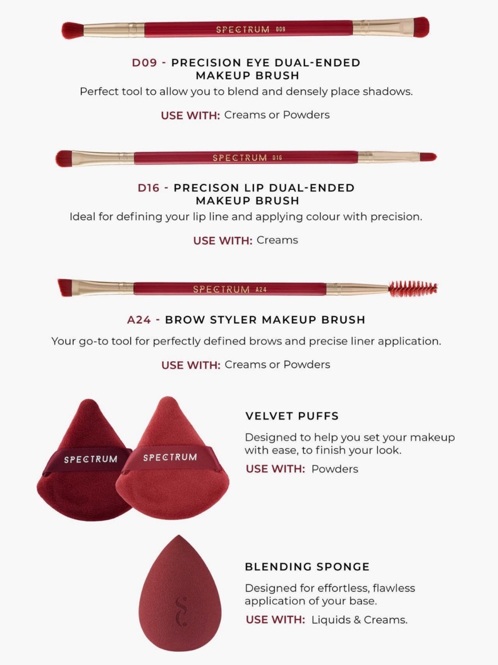 Very Cherry 10-Piece Red Makeup Brush & Sponge Set - Picture 4 of 6